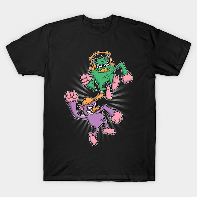 Monsters With Tiny Mustaches T-Shirt by JakGibberish